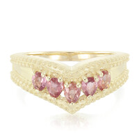 Gouden ring met Onverhitte Padparadscha Saffieren