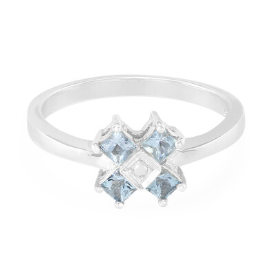 Zilveren ring met Sao Domingo-aquamarijnstenen