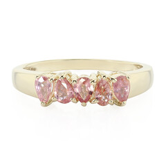 Gouden ring met Onverhitte Padparadscha Saffieren