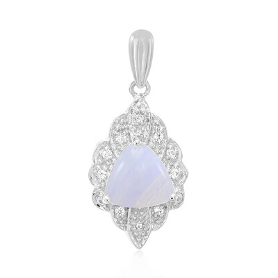 Zilveren hanger met een blauwe kant agaat