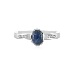 Zilveren ring met een blauwe ster saffier