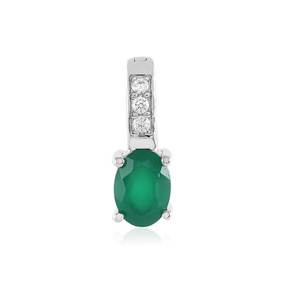 Zilveren hanger met een Groene onyx