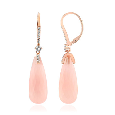 Zilveren oorbellen met roze chalcedonen