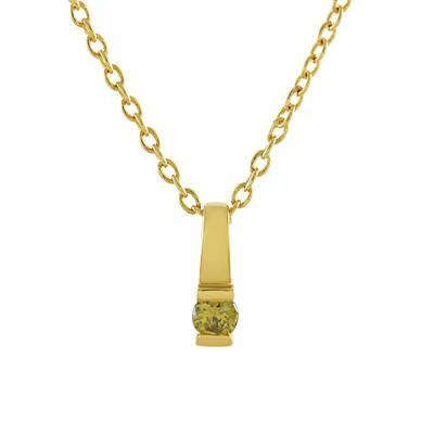 Zilveren halsketting met een I4 Gele Diamant