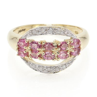Gouden ring met Onverhitte Padparadscha Saffieren