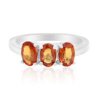 Zilveren ring met oranje saffieren