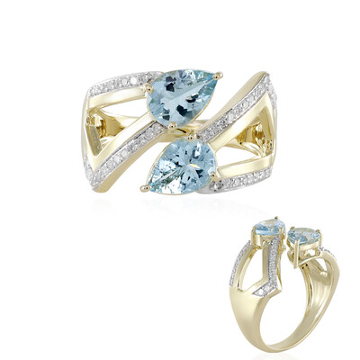 Gouden ring met Santa Maria-aquamarijnstenen (de Melo)