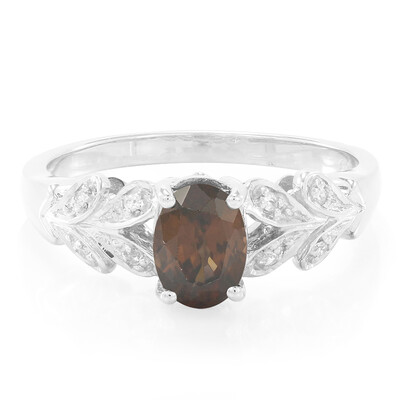 Zilveren ring met een Chocolade zirkoon