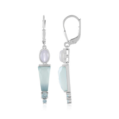 Zilveren oorbellen met Aqua Chalcedonen (KM by Juwelo)
