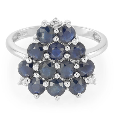Zilveren ring met blauwe saffieren