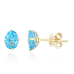Gouden oorbellen met Blauwe apatieten (de Melo)
