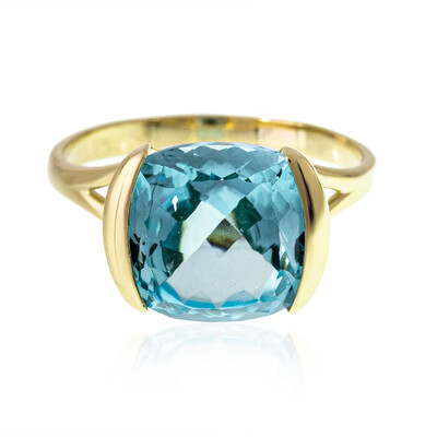 Gouden ring met een blauwe topaas (dagen)