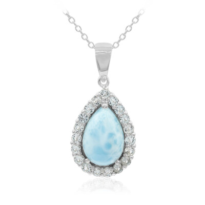 Zilveren halsketting met een larimar