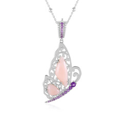 Zilveren halsketting met een roze opaal (Dallas Prince Designs)