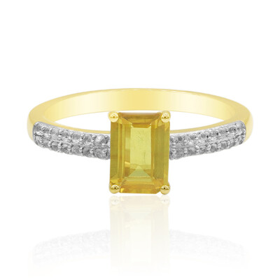 Gouden ring met een Ban Ka Cha gele Saffier