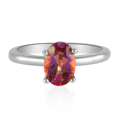 Zilveren ring met een avondrode mystieke-topaas
