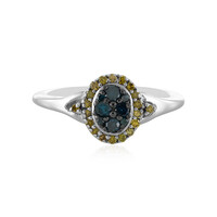 Zilveren ring met I1 Blauwe Diamanten