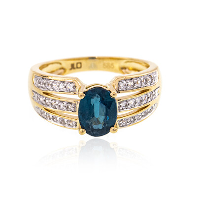 Gouden ring met een Petrol Kyaniet