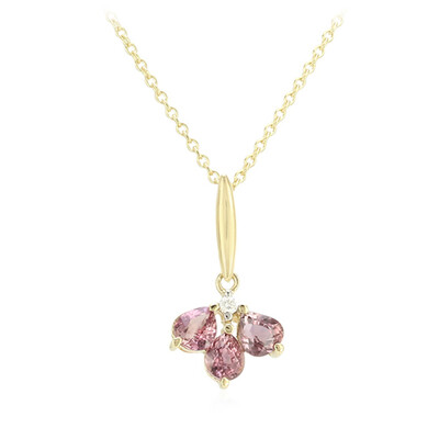 Gouden halsketting met Onverhitte Padparadscha Saffieren