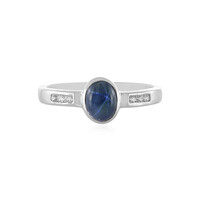 Zilveren ring met een blauwe ster saffier