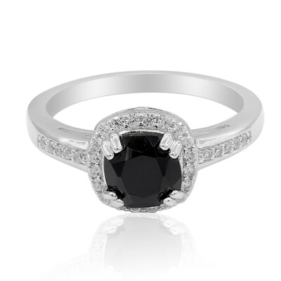 Zilveren ring met een zwarte spinel
