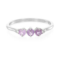 Zilveren ring met Ceylon roze saffieren