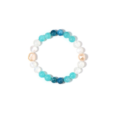 Armband met Perzik zoetwater kweekparels (Riya)