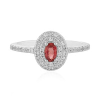 Zilveren ring met een avondrode saffier