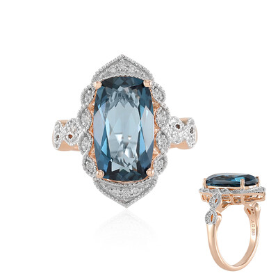 Gouden ring met een Londen-blauwe topaas (SUHANA)