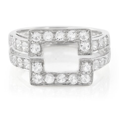 Zilveren ring met witte topaasstenen