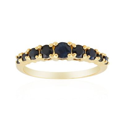 Zilveren ring met een zwarte saffier