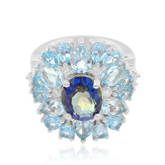 Zilveren ring met een blauwe mystieke kwarts
