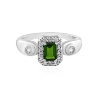 Zilveren ring met een Russische diopsied