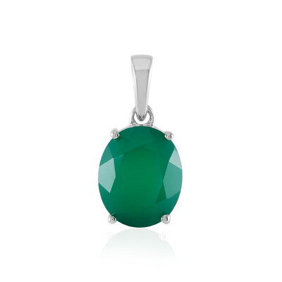 Zilveren hanger met een Groene onyx