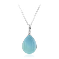 Zilveren halsketting met een Aqua Chalcedoon