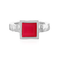 Zilveren ring met een framboos chalcedoon
