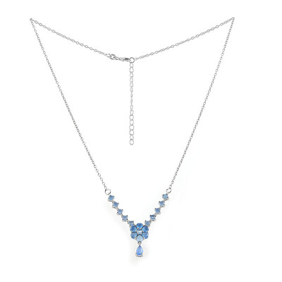 Zilveren halsketting met een Blauwe chalcedoon