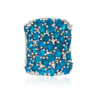 Zilveren ring met neon blauwe apatieten (Dallas Prince Designs)