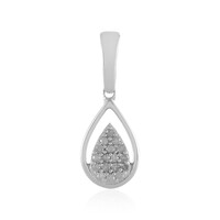 Zilveren hanger met I4 (J) Diamanten