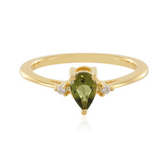 Zilveren ring met een moldaviet