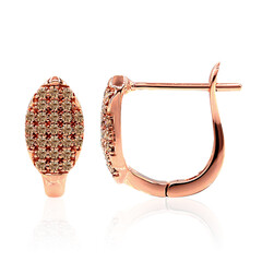 Gouden oorbellen met SI1 Argyle Rose De France Diamanten