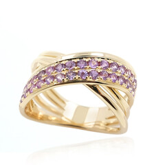 Gouden ring met Onverhitte Purper Saffieren
