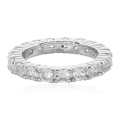 Zilveren ring met witte kwartskristallen