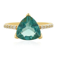 Gouden ring met een Belgian Teal Fluoriet