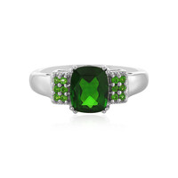 Zilveren ring met een Russische diopsied