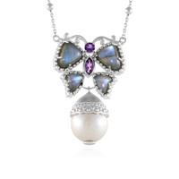 Zilveren halsketting met een Witte zoetwater kweekparel (Dallas Prince Designs)
