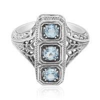 Zilveren ring met hemel-blauwe topaasstenen