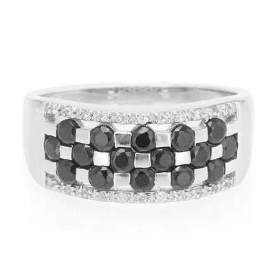 Zilveren ring met zwarte spinelstenen