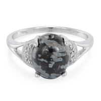 Zilveren ring met een sneeuwvlokken obsidiaan