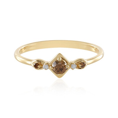 Gouden ring met een I2 Bruine Diamant